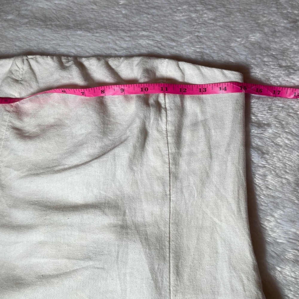 The Drop Carlota Strapless Linen Blend Midi Dress Ivory White Smocked Back M NEW - Picture 4 of 7